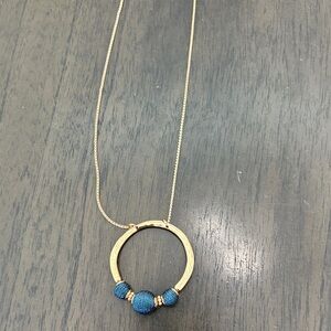 Elegant Gold and Blue Pendant Necklace